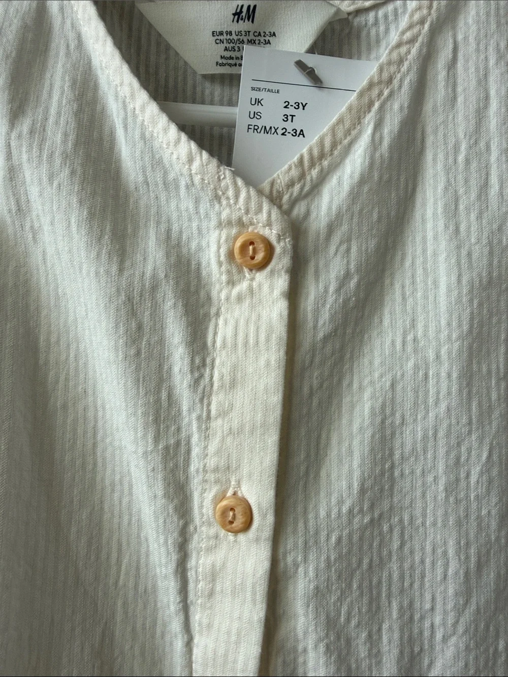 H&M Pink & Cream Button-Front Summer Dresses for Girls 3T NWT